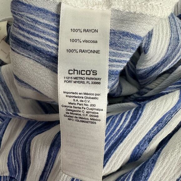 Chico’s Striped Gaucho jumpsuit size 8 Blue White Sleeveless - Picture 7 of 10